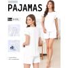 Ekouaer Womens Pajama Sets 2 Piece Ruffle Sleeves Top and Shorts Pjs Soft Sleepwear Casual Lounge Set with Pockets(White)