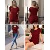 Ekouaer Womens Pajama Sets 2 Piece Ruffle Sleeves Top and Shorts Pjs Soft Sleepwear Casual Lounge Set with Pockets(Wine Red)