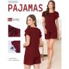 Ekouaer Womens Pajama Sets 2 Piece Ruffle Sleeves Top and Shorts Pjs Soft Sleepwear Casual Lounge Set with Pockets(Wine Red)
