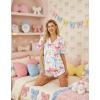 Ekouaer Womens Pajama Sets Button Down Short Sleeve Top and Shorts Cute Pjs Sets Sleepwear(Colorful Bow)