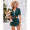 Ekouaer Womens Pajama Sets Button Down Short Sleeve Top and Shorts Cute Pjs Sets Sleepwear(Green)