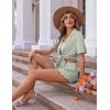 Ekouaer Womens Pajama Sets Button Down Short Sleeve Top and Shorts Cute Pjs Sets Sleepwear(Ice Green)