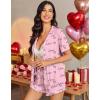 Ekouaer Womens Pajama Sets Button Down Short Sleeve Top and Shorts Cute Pjs Sets Sleepwear(Letter Heart)