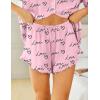 Ekouaer Womens Pajama Sets Button Down Short Sleeve Top and Shorts Cute Pjs Sets Sleepwear(Letter Heart)