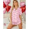 Ekouaer Womens Pajama Sets Button Down Short Sleeve Top and Shorts Cute Pjs Sets Sleepwear(Letter Heart)