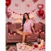Ekouaer Womens Pajama Sets Button Down Short Sleeve Top and Shorts Cute Pjs Sets Sleepwear(Letter Heart)