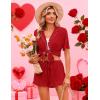 Ekouaer Womens Pajama Sets Button Down Short Sleeve Top and Shorts Cute Pjs Sets Sleepwear(Red)