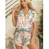 Ekouaer Womens Pajama Sets Button Down Short Sleeve Top and Shorts Cute Pjs Sets Sleepwear(Summer Plants)