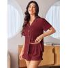 Ekouaer Womens Pajama Sets Button Down Short Sleeve Top and Shorts Cute Pjs Sets Sleepwear(Wine Red)