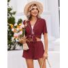 Ekouaer Womens Pajama Sets Button Down Short Sleeve Top and Shorts Cute Pjs Sets Sleepwear(Wine Red)