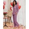 Ekouaer Women’s Pajama Sets Long Sleeve Button Down 2 Piece Pjs Soft Lounge Sets Notch Collar Sleepwear(Cherry Red)