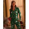 Ekouaer Women’s Pajama Sets Long Sleeve Button Down 2 Piece Pjs Soft Lounge Sets Notch Collar Sleepwear(Christmas Green)