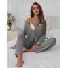 Ekouaer Women’s Pajama Sets Long Sleeve Button Down 2 Piece Pjs Soft Lounge Sets Notch Collar Sleepwear(Dark Grey)