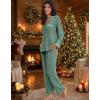 Ekouaer Women’s Pajama Sets Long Sleeve Button Down 2 Piece Pjs Soft Lounge Sets Notch Collar Sleepwear(Green)