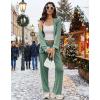 Ekouaer Women’s Pajama Sets Long Sleeve Button Down 2 Piece Pjs Soft Lounge Sets Notch Collar Sleepwear(Green)