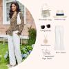 Ekouaer Women’s Pajama Sets Long Sleeve Button Down 2 Piece Pjs Soft Lounge Sets Notch Collar Sleepwear(Leopard)