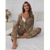 Ekouaer Women’s Pajama Sets Long Sleeve Button Down 2 Piece Pjs Soft Lounge Sets Notch Collar Sleepwear(Leopard)
