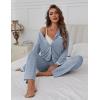Ekouaer Women’s Pajama Sets Long Sleeve Button Down 2 Piece Pjs Soft Lounge Sets Notch Collar Sleepwear(Light Blue)