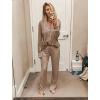 Ekouaer Women’s Pajama Sets Long Sleeve Button Down 2 Piece Pjs Soft Lounge Sets Notch Collar Sleepwear(Light Brown)
