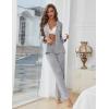 Ekouaer Women’s Pajama Sets Long Sleeve Button Down 2 Piece Pjs Soft Lounge Sets Notch Collar Sleepwear(Light Grey)