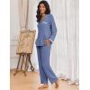 Ekouaer Women’s Pajama Sets Long Sleeve Button Down 2 Piece Pjs Soft Lounge Sets Notch Collar Sleepwear(Navy)