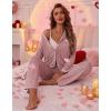 Ekouaer Women’s Pajama Sets Long Sleeve Button Down 2 Piece Pjs Soft Lounge Sets Notch Collar Sleepwear(Pink)