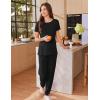 Ekouaer Womens Pajama Sets Short Sleeve Lounge Sets for Women Printed Jogger Pajama Set 2 Piece Pj Sets With Pockets S-XXL(Black)