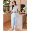 Ekouaer Womens Pajama Sets Short Sleeve Lounge Sets for Women Printed Jogger Pajama Set 2 Piece Pj Sets With Pockets S-XXL(Blue Star)