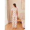 Ekouaer Womens Pajama Sets Short Sleeve Lounge Sets for Women Printed Jogger Pajama Set 2 Piece Pj Sets With Pockets S-XXL(Cherry Teddy Bear)