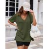 Ekouaer Womens Pajamas 2 Piece Lounge Sets Oversized V Neck T-Shirts Tops Biker Shorts Set Workout Reversible Tracksuit S-XXL(Army Green/Black)