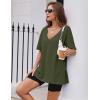 Ekouaer Womens Pajamas 2 Piece Lounge Sets Oversized V Neck T-Shirts Tops Biker Shorts Set Workout Reversible Tracksuit S-XXL(Army Green/Black)