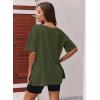 Ekouaer Womens Pajamas 2 Piece Lounge Sets Oversized V Neck T-Shirts Tops Biker Shorts Set Workout Reversible Tracksuit S-XXL(Army Green/Black)