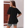 Ekouaer Womens Pajamas 2 Piece Lounge Sets Oversized V Neck T-Shirts Tops Biker Shorts Set Workout Reversible Tracksuit S-XXL(Black/Dark Gray)