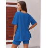 Ekouaer Womens Pajamas 2 Piece Lounge Sets Oversized V Neck T-Shirts Tops Biker Shorts Set Workout Reversible Tracksuit S-XXL(Blue)
