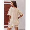 Ekouaer Womens Pajamas 2 Piece Lounge Sets Oversized V Neck T-Shirts Tops Biker Shorts Set Workout Reversible Tracksuit S-XXL(Champagne)
