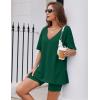 Ekouaer Womens Pajamas 2 Piece Lounge Sets Oversized V Neck T-Shirts Tops Biker Shorts Set Workout Reversible Tracksuit S-XXL(Evergreen)