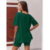 Ekouaer Womens Pajamas 2 Piece Lounge Sets Oversized V Neck T-Shirts Tops Biker Shorts Set Workout Reversible Tracksuit S-XXL(Evergreen)