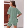 Ekouaer Womens Pajamas 2 Piece Lounge Sets Oversized V Neck T-Shirts Tops Biker Shorts Set Workout Reversible Tracksuit S-XXL(Ice Green)