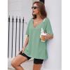 Ekouaer Womens Pajamas 2 Piece Lounge Sets Oversized V Neck T-Shirts Tops Biker Shorts Set Workout Reversible Tracksuit S-XXL(Light Green)