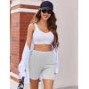 Ekouaer Womens Pajamas 2 Piece Lounge Sets Oversized V Neck T-Shirts Tops Biker Shorts Set Workout Reversible Tracksuit S-XXL(Light Grey)