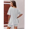 Ekouaer Womens Pajamas 2 Piece Lounge Sets Oversized V Neck T-Shirts Tops Biker Shorts Set Workout Reversible Tracksuit S-XXL(Light Grey)
