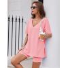 Ekouaer Womens Pajamas 2 Piece Lounge Sets Oversized V Neck T-Shirts Tops Biker Shorts Set Workout Reversible Tracksuit S-XXL(Orange Pink)