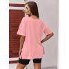 Ekouaer Womens Pajamas 2 Piece Lounge Sets Oversized V Neck T-Shirts Tops Biker Shorts Set Workout Reversible Tracksuit S-XXL(Orange Pink/Black)