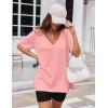 Ekouaer Womens Pajamas 2 Piece Lounge Sets Oversized V Neck T-Shirts Tops Biker Shorts Set Workout Reversible Tracksuit S-XXL(Orange Pink/Black)