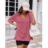 Ekouaer Womens Pajamas 2 Piece Lounge Sets Oversized V Neck T-Shirts Tops Biker Shorts Set Workout Reversible Tracksuit S-XXL(Peach Pink)