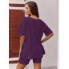 Ekouaer Womens Pajamas 2 Piece Lounge Sets Oversized V Neck T-Shirts Tops Biker Shorts Set Workout Reversible Tracksuit S-XXL(Purple)
