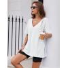 Ekouaer Womens Pajamas 2 Piece Lounge Sets Oversized V Neck T-Shirts Tops Biker Shorts Set Workout Reversible Tracksuit S-XXL(White)