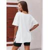Ekouaer Womens Pajamas 2 Piece Lounge Sets Oversized V Neck T-Shirts Tops Biker Shorts Set Workout Reversible Tracksuit S-XXL(White)