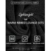 Ekouaer Womens Pajamas Set 2 Piece Lounge Sets Ribbed Knit Button Down Pjs Set Fleece Long Sleeve Sleepwear(Black)