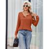 Ekouaer Womens Pajamas Set 2 Piece Lounge Sets Ribbed Knit Button Down Pjs Set Fleece Long Sleeve Sleepwear(Brick Red)